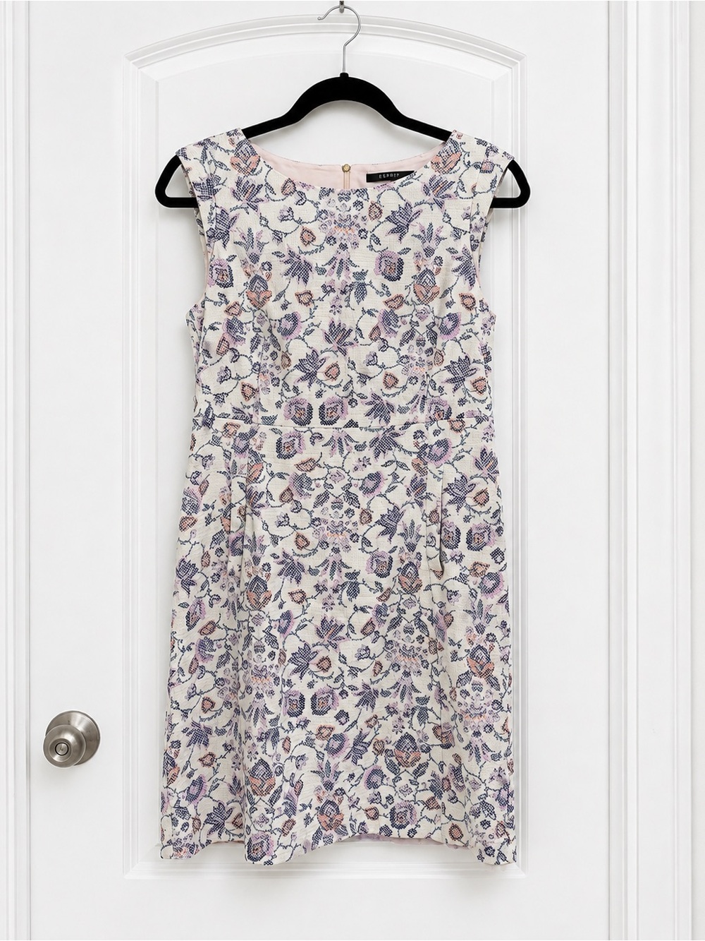 Esprit Cream Midi Dress with Pink & Purple Floral Print